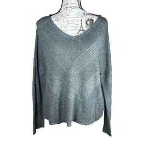 Smartwool Chevron Knit Raglan Sweater Womens XL? Gray Wool Blend V-Neck Boxy
